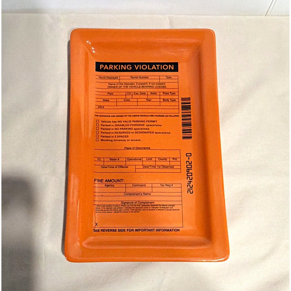 Fishs Eddy Orange Ceramic Parking Ticket Violation Trinket/Catchall Dish NYC